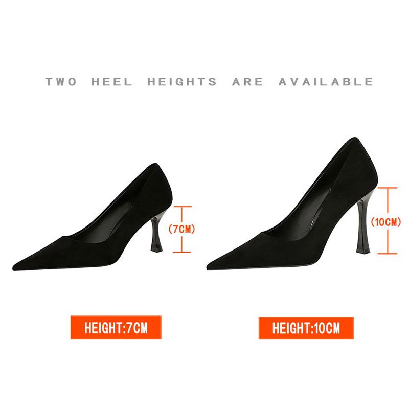Shoes Suede Black Women Pumps Wine Glasses And High Heels Pointed Toe Women Heels 7 Cm 10cm Ladies Shoes Office Shoes