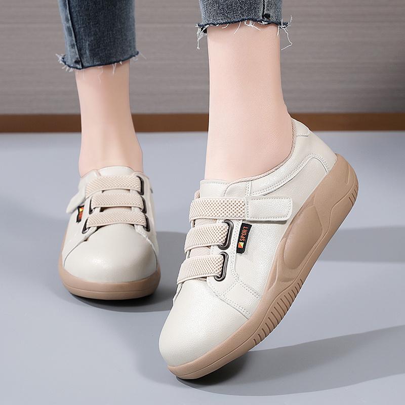 Women's Chunky-Soled White Sneakers 2025 Spring/Fall New Arrival Korean Style Slip-On Casual Sneakers