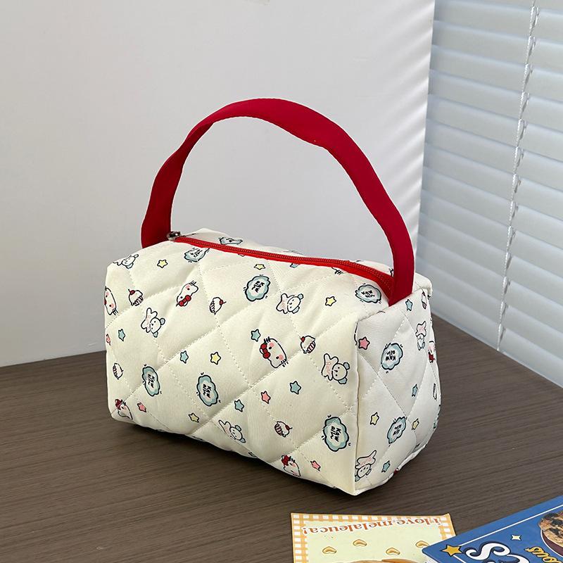 Portable Makeup Bag Cosmetics Organizer Bag with Handle Cute Handbag Fashion Toiletry Bag Travel Make Up Storage Bag Zipper