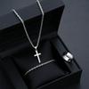 Stainless Steel Simple Jewelry Set For Men Women Fashion Silver Color Cross Pendant Twisted Rope Necklace Bracelets Ring Gifts