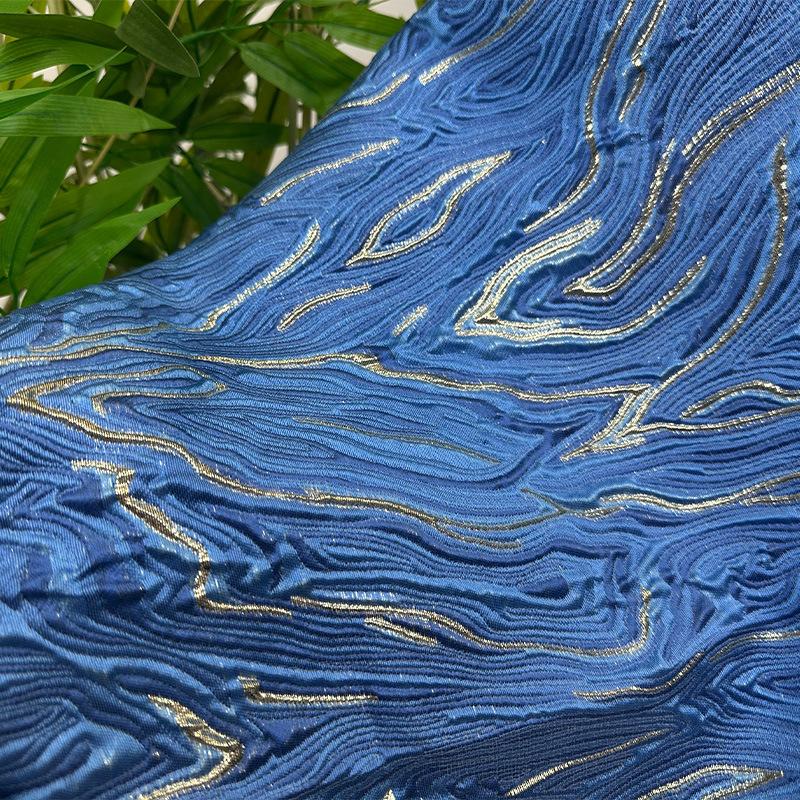 1M Flowing Gold Thread 3D Texture Gold-plated Cotton Satin Fabric Oil Painting Jacquard Fabric For Diy Sewing Dress Cheongsam