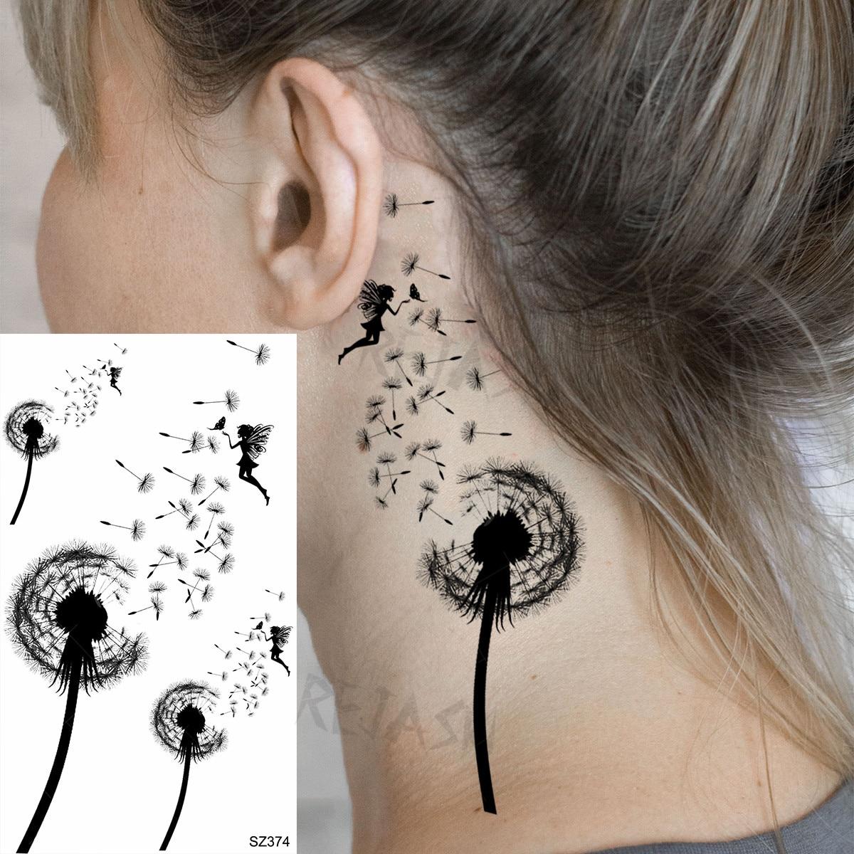 Цвет розы модные ноги временные татуировки для женщин дети одуванчик животное реалистичные поддельные татуировки боди-арт украшения татуировки бумага