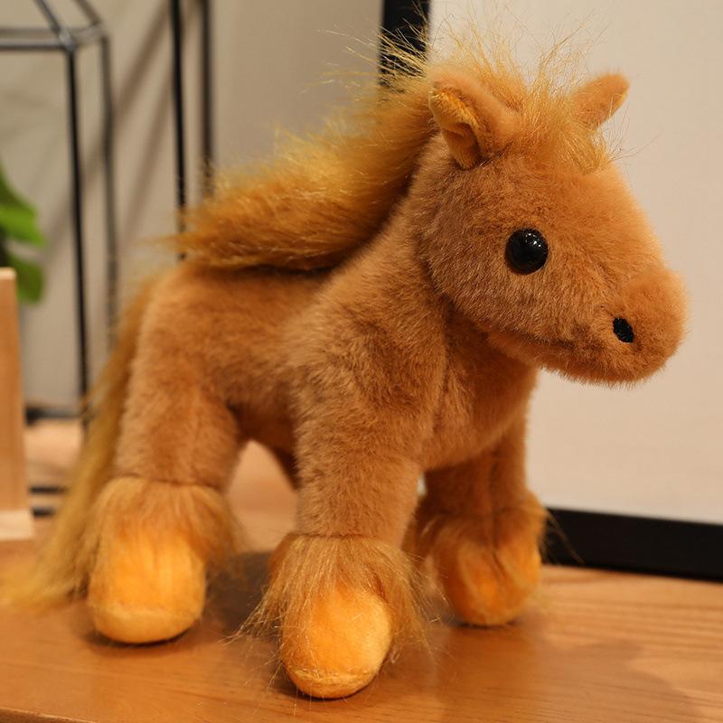Simulation animal black pony doll plush toy small white horse zodiac horse doll children's doll
