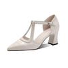 Pointed sandals women's 2025 summer new temperament thin Korean version versatile hollow sandals thick heel soft sole high heels