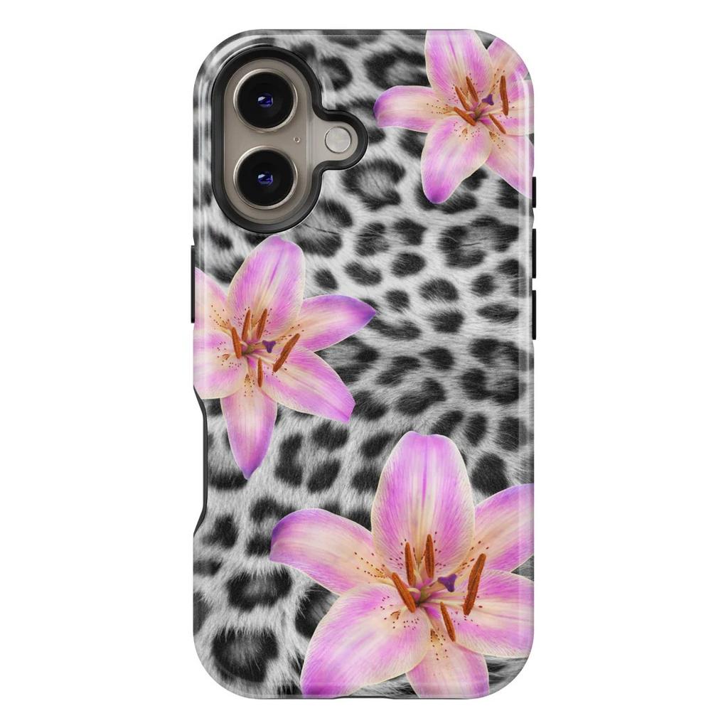 Leopard Print Flower Phone Case for IPhone 17 16e 16 15 14 13 12 11 X XS XR XSMAX 7 8 Air Pro Max Plus Luxury Double-layer Cover
