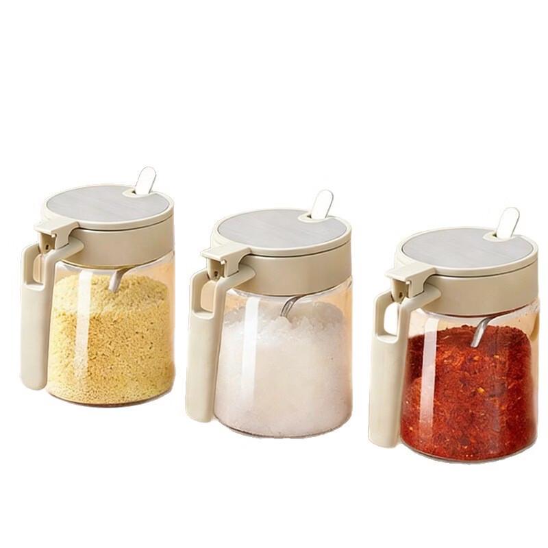 Glass Condiment Jars with Storage Rack