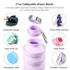 Foldable Silicone Water Bottle Collapsible Drink Bottle for Travel Gym Camping Hiking Lightweight Athletic Bottle with Carabiner