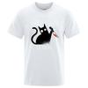T-Shirt mit Schrödinger-Motiv (eine tote schwarze Katze), Oversize-Schnitt, weiches Kurzarm-Street-Top, modische Baumwolle, hohe Qualität