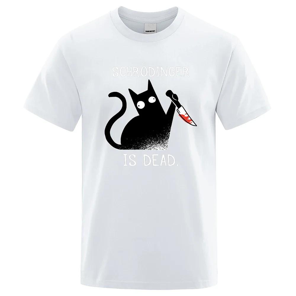 T-Shirt mit Schrödinger-Motiv (eine tote schwarze Katze), Oversize-Schnitt, weiches Kurzarm-Street-Top, modische Baumwolle, hohe Qualität