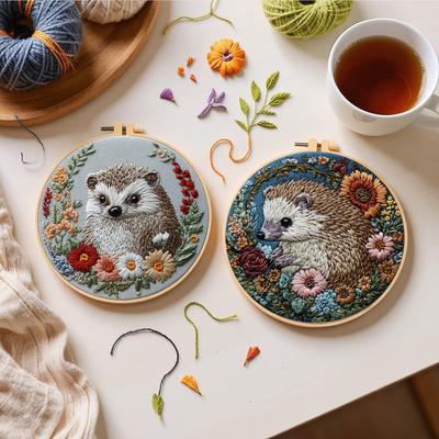 4pcs Embroidery Starter Kit with Embroidery Hoop Needles Threads Instruction Embroidery Kit Cross Stitch Starter Kit for Adults