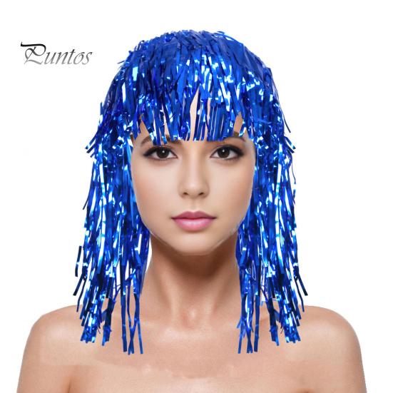 Easy-to-Use Wig Foil Tinsel Wigs for Adults Fancy Dress Party Shiny Metallic Masquerade Disco Hat Photo Booth Prop Cosplay Supplies Memorable Moments