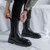 New Design Black Leather Boots Men Platform Boots British Style Men's Basic Boots Zipper High Top Winter Shoes Men botas hombre