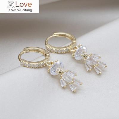14K Vergoldung Korea Schmuck Exquisite AAA Zirkon Bär Anhänger Ohrringe Süßes Mädchen Geschenk Elegante Frauen Tägliche Arbeit Ohrringe
