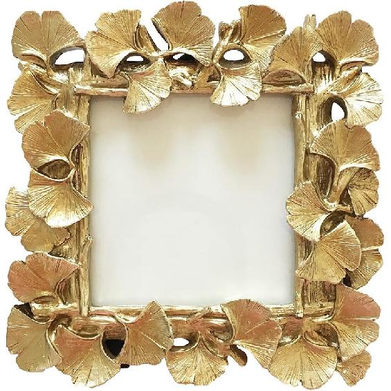 BeneAlways Ginkgo Leaves Photo Frame Polyresin Picture Frame for Photo Lovers (Gold Square) Gold Square