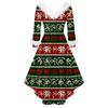 Women's Fashion Casual V-Neck Christmas Print Long Sleeve Dress