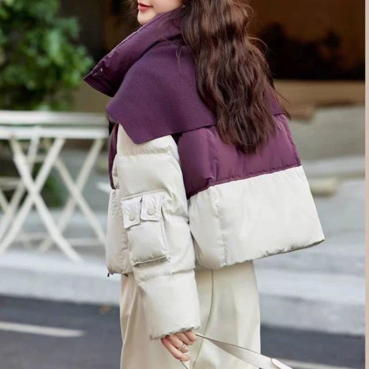 Winter Damen Kurze Jacke Koreanischer Stil Locker Stehkragen Baumwollmantel