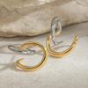 Fashion Two Tone Irregular Line Earrings 18K Gold Color Plated Stainless Steel Wrapped Hollow Earrings Women's Jewelry Gifts