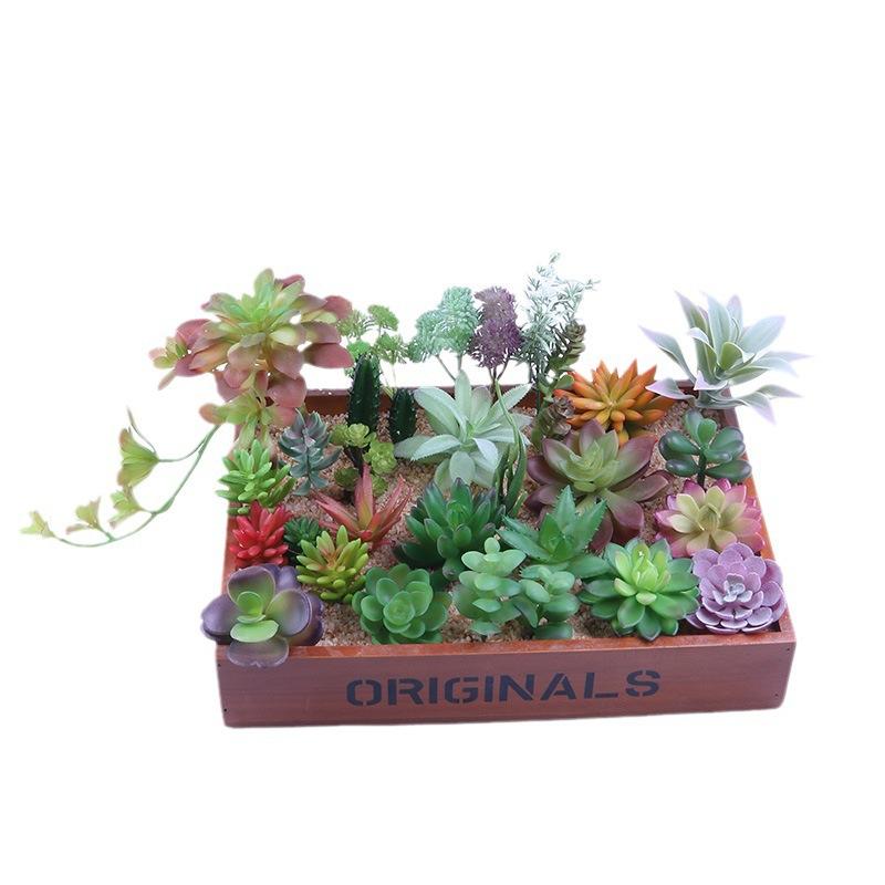 Diy Simulated Succulent Plant Hair Planting, Mini Fake Succulent Bonsai With Flower Arrangement, Simulated Plant