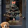 Christmas Store Window Displays Tree Sticker, Simple Line Static Cling Decal, Waterproof Easy Peel Film Removable Festive PVC Decal for Holiday