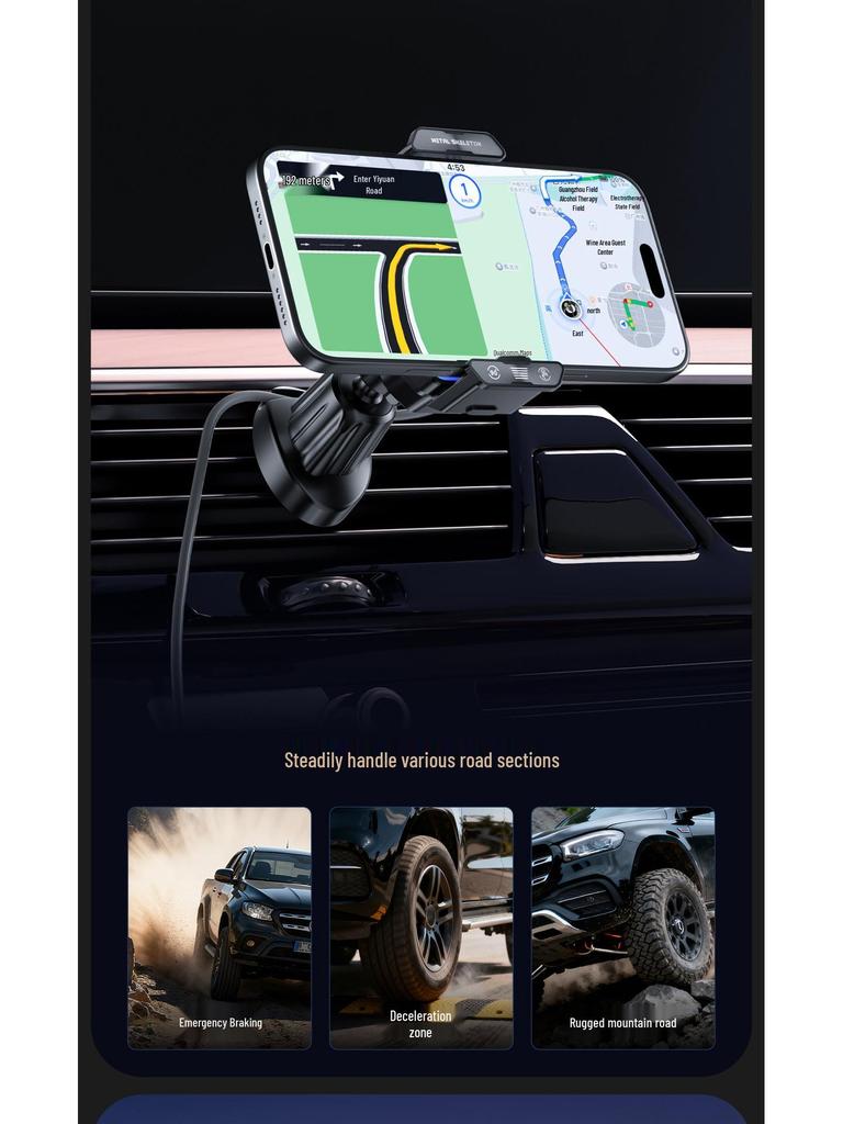 Universal Electric Dual Motor Car Phone Holder with Rotating Lift Design