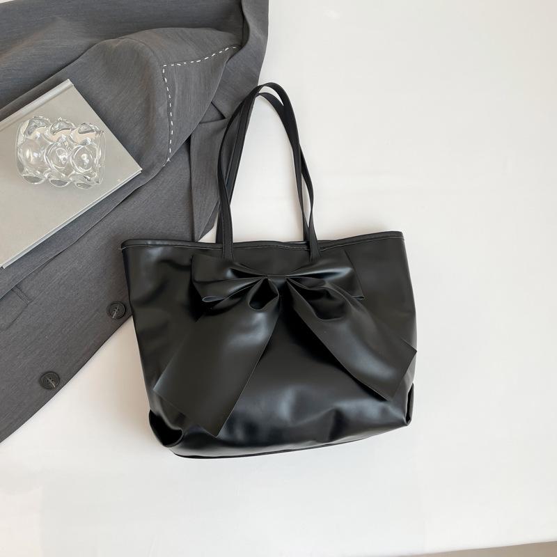 Bow Large-capacity Tote Bag Women's New Niche High-end Soft-sided Commuter Handbag Shoulder Bag Creativity