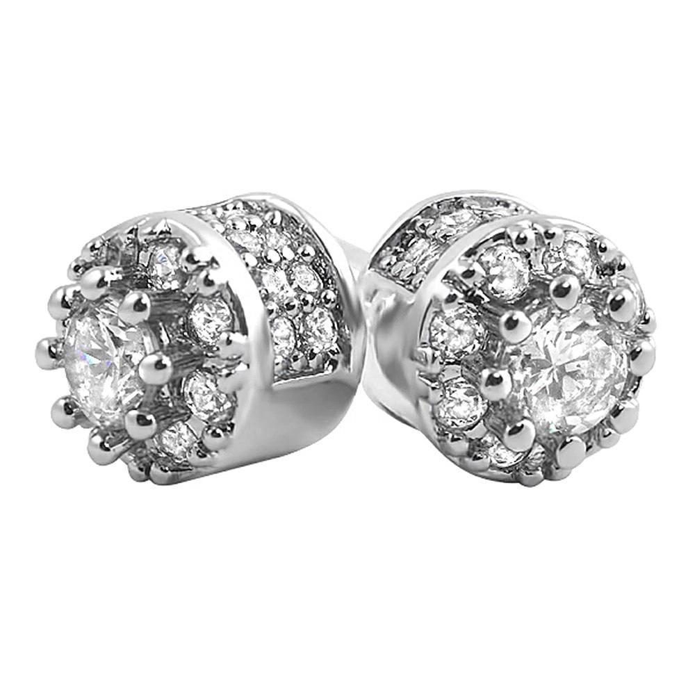

New Fashion Hip Hop Earrings For Women Punk Style Iced Out Bling Cubic Zirconia Gold Color Ear Piercing Screw Stud Gifts OHE174