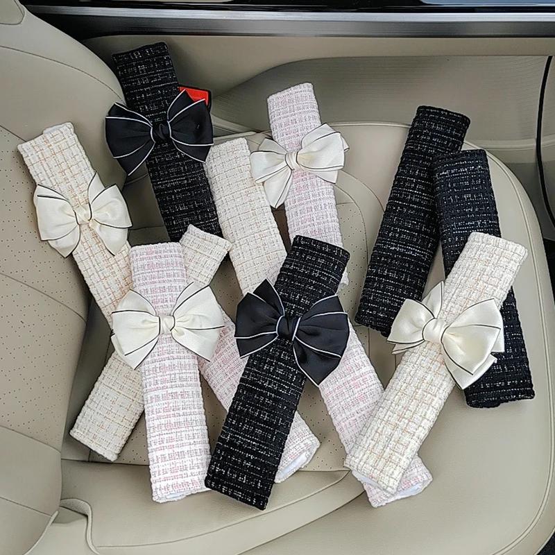 1PC  Flower Shoulder Protector Cartoon Creative Car Seat Belt Shoulder Protector Interior Accessories Princess Bow Decor