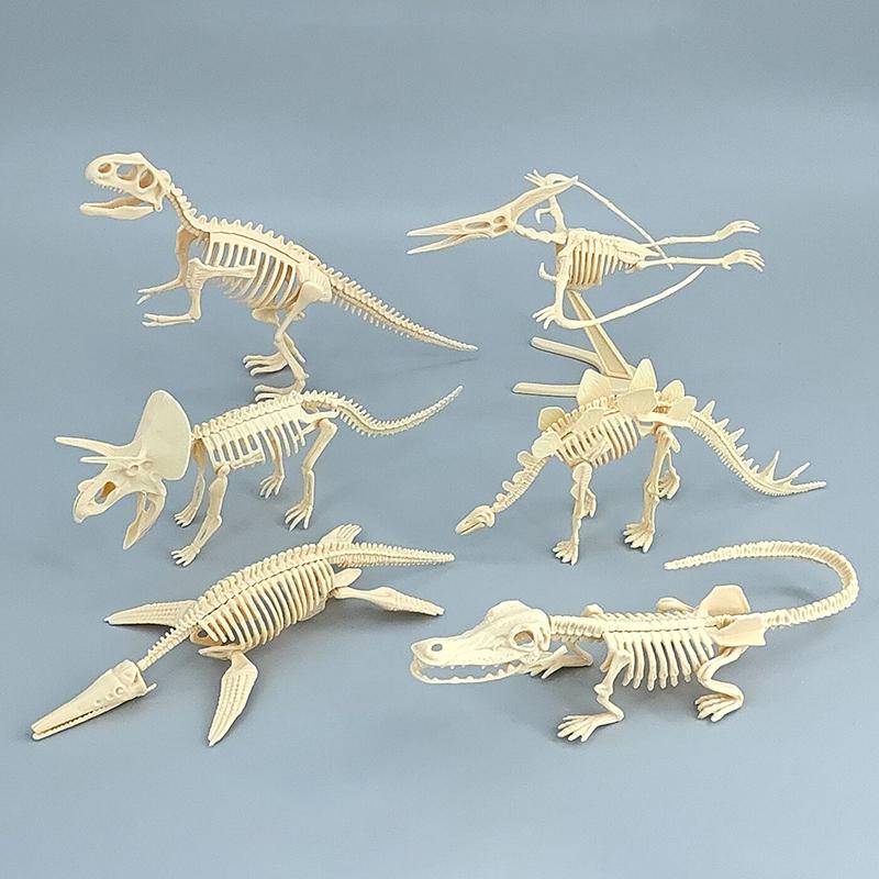 1 Set Kid Toy Diy Assembly Jurassic Dinosaur Fossil Skeleton Mosasaurus Tyrannosaurus Action Figure Collection Creative Model