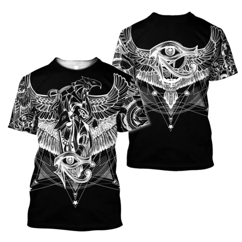 Ancient Egyptian Bird Graphic T Shirt For Men Pharaoh 3D Printed Tees Summer Fashion Short Sleeve Tops Loose O-Neck T-Shirts