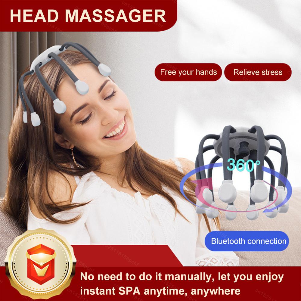10 Massage Heads Scalp Head Massager Vibrator Octopus Claw Massager Usb Charging Scratcher for Relaxation Stress Migraine