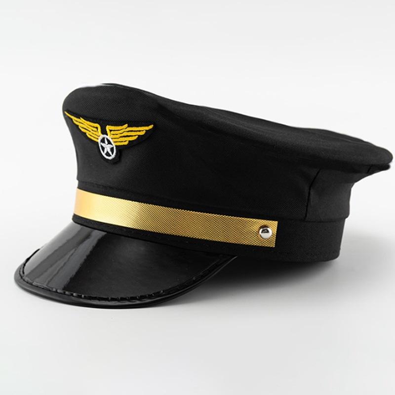 PC Standard Polizei Kappe Schwarz und Weiß Kariert Achteckig Flacher Hut Erwachsene Cosplay Uniform Zubehör