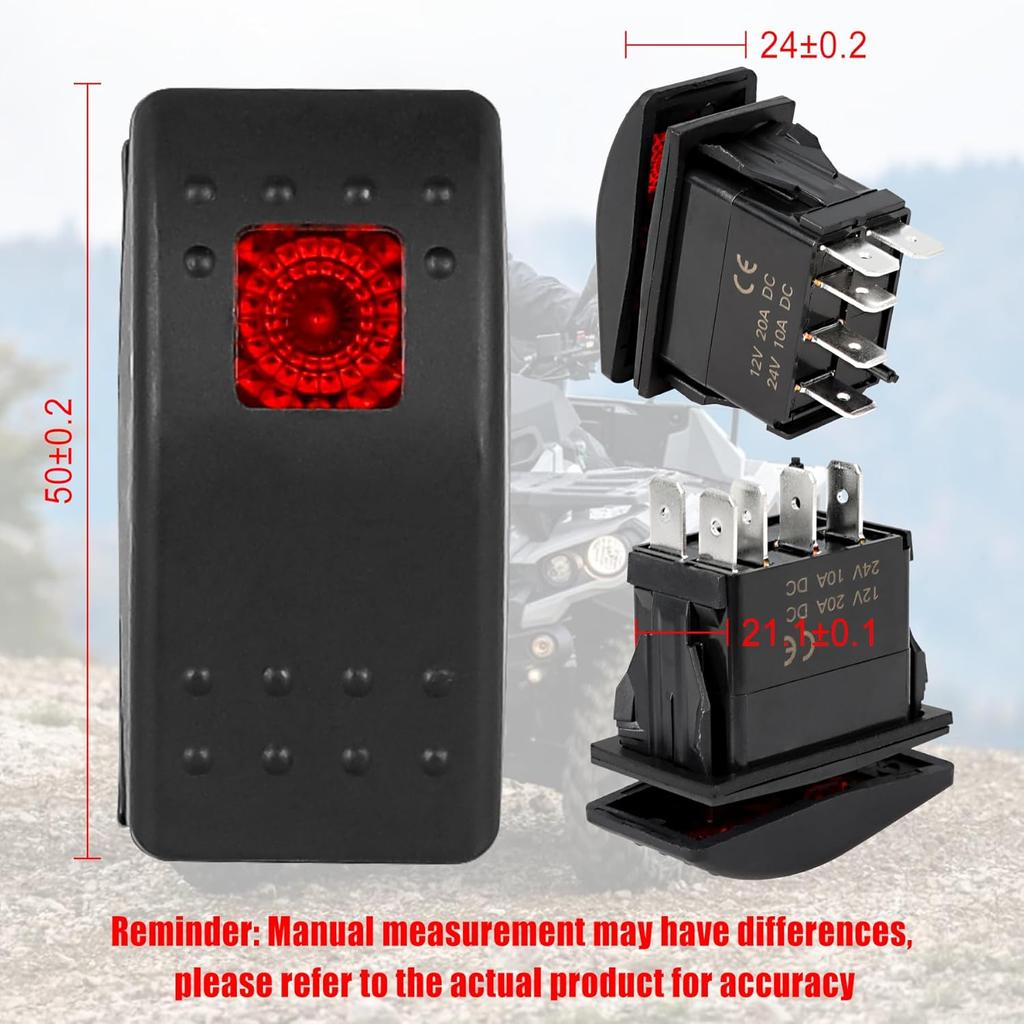 308-1062 Rocker Switch 5 Pin ON-Off-ON Remote Start Switch Compatible with Onan for Cummins Generator, Lighted with Indicator Light, with 5-Pin Line
