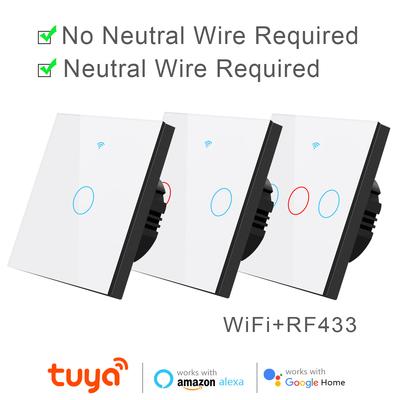 Tuya Smart Switch Interruptor Smart Home Glass Touch Switch WIFI Voice Control Light Switch Work with Alexa Echo Google Home