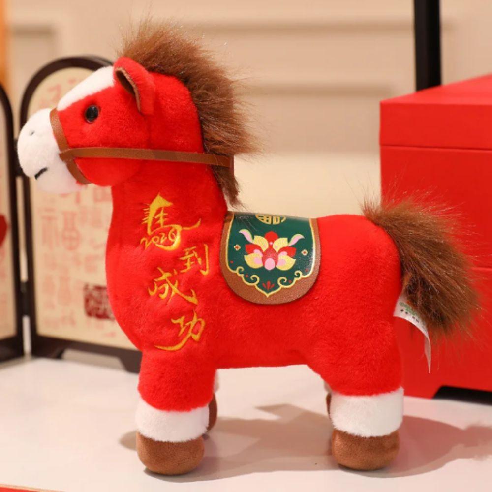 Rote Farbe Chinesisches Tierkreiszeichen Pferd Plüschtier 20cm Größe Stofftier Plüschpuppe Festival Dekoration