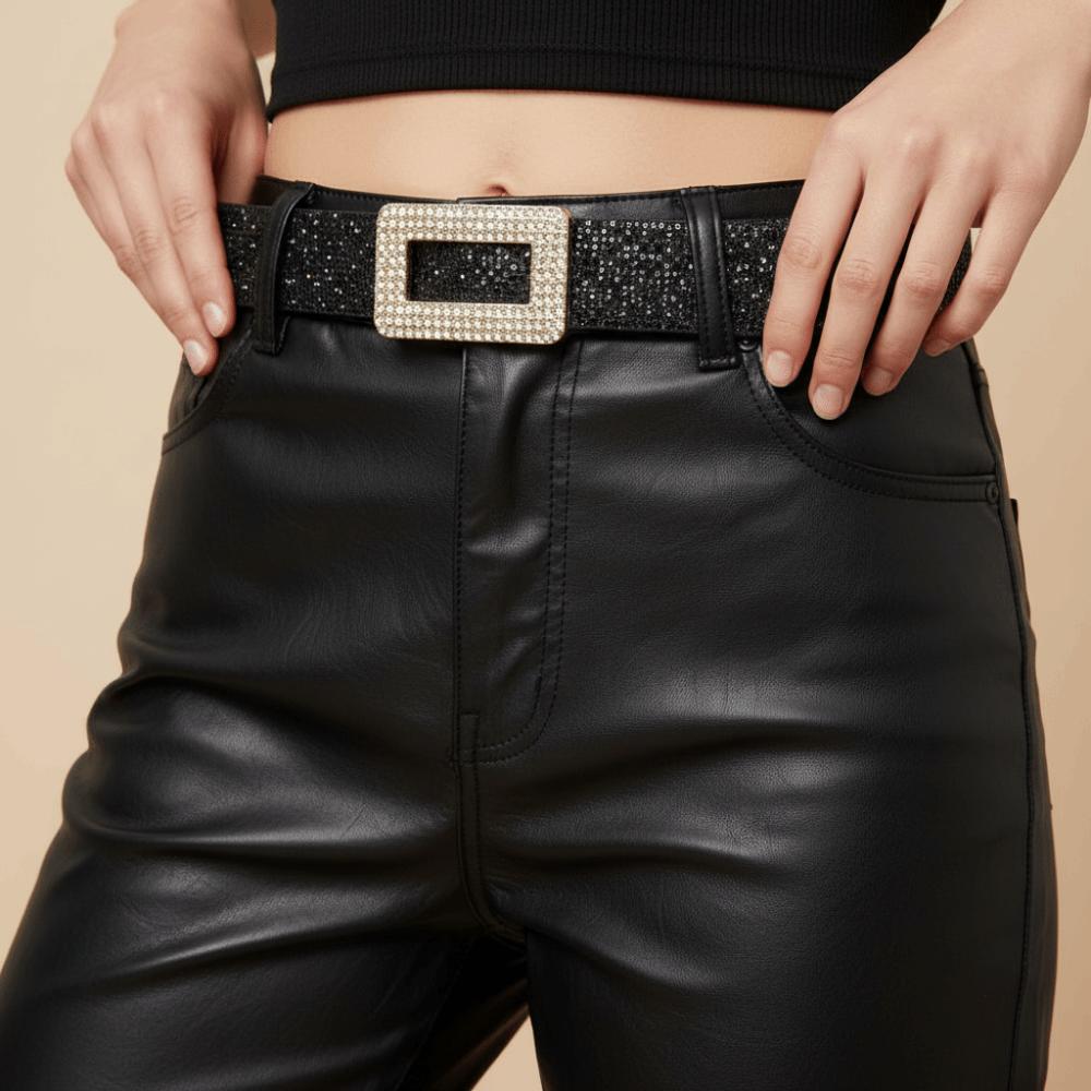 Curea Sequin Stil Coreean Cataramă Pătrată cu Strass Centură Talie Fată Y2K Zilnic