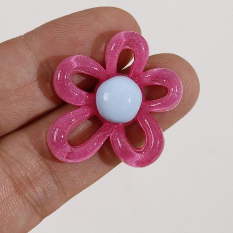 Colorful Hollow Flower Resin Crafts Cute Five-Petaled Flower Accessories Cute Hairpin Phone Cases Jewerly Decor Keychain