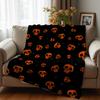 Orange Potted Floral Repeat Anime Cartoon Flannel Blanket Soft Warm Throw for Bedroom Sofa Car Kids Holiday Gift