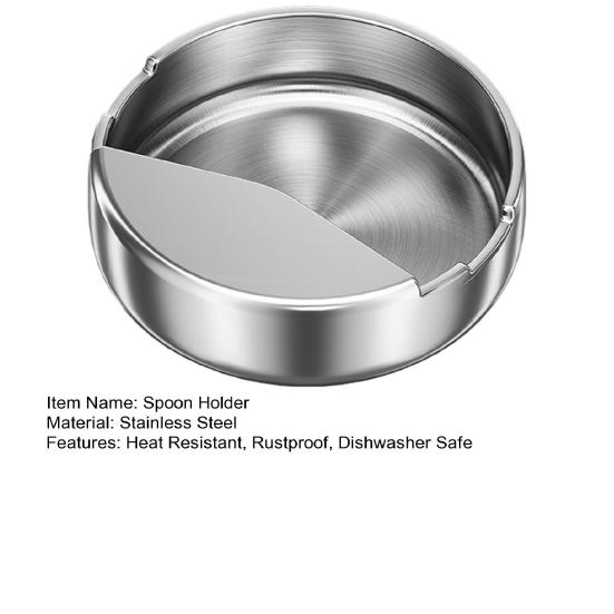 Yousheng Stainless Steel Spoon Holder Kitchen Utensil Rest with Weighted Base Self Standing Countertop Spoon Tray Heat Resistant Cooking Spoon Rest