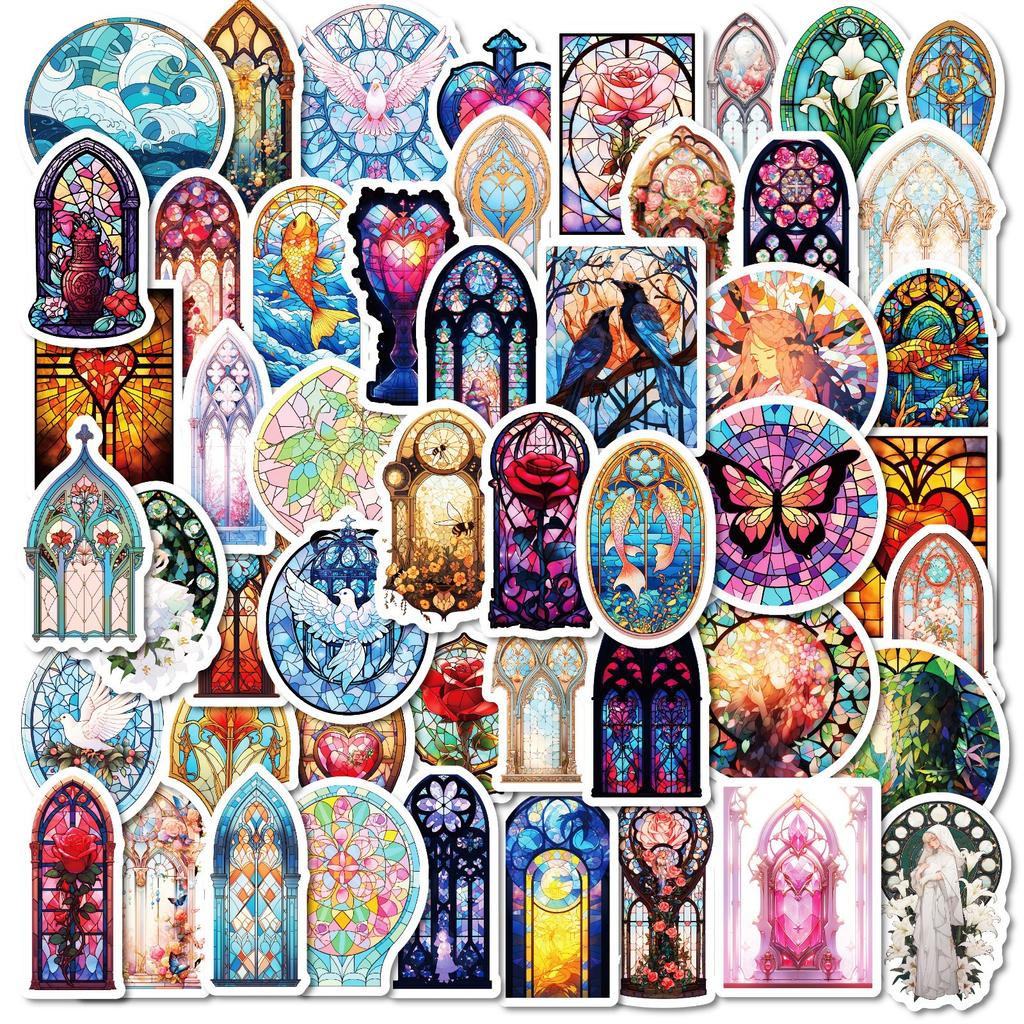 50 Gothic Colored Glass Baroque Window Grille Personalized Creative DIY Decorative Stickers