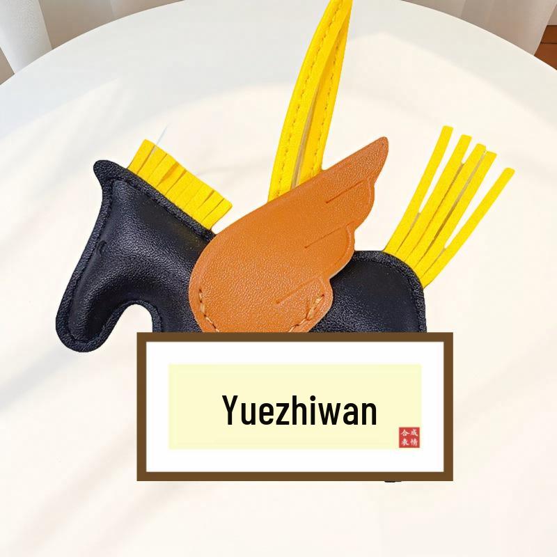 Pegasus Anhänger Schlüsselanhänger: Süßer Quaste, Kontrastfarbe, Cartoon-Einhorn-Anhänger aus Leder