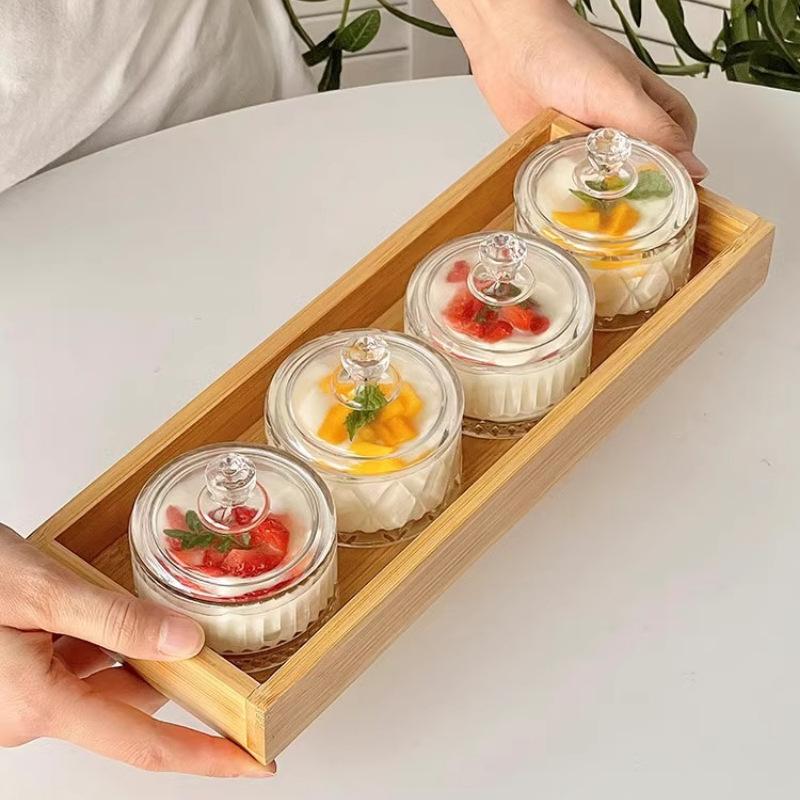 1Pieces Elegant Glass Ice Cream Dessert Cups With Lids - Perfect For Pudding, Yogurt, And Gelato Outdoor Tableware