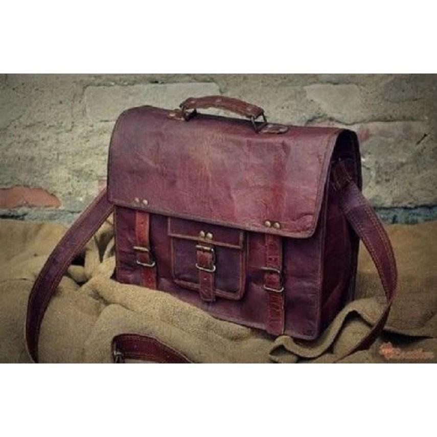 

Лучшая коричневая винтажная кожаная сумка мужская сумка-мессенджер на плечо сумка для ноутбука портфель 18 x 14 x 6 in