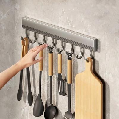 Wall Mounted Hooks Rack Punch Free Kitchen Storage Row Hook Holder Bathroom Robe Towel Coat Hangers Multi-Purpose Hooks