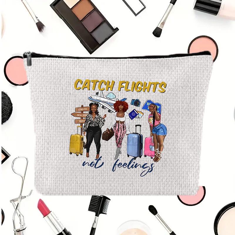 Large Capacity Linen Makeup Bag: Cross-Border Printed Cosmetic Storage with Zipper