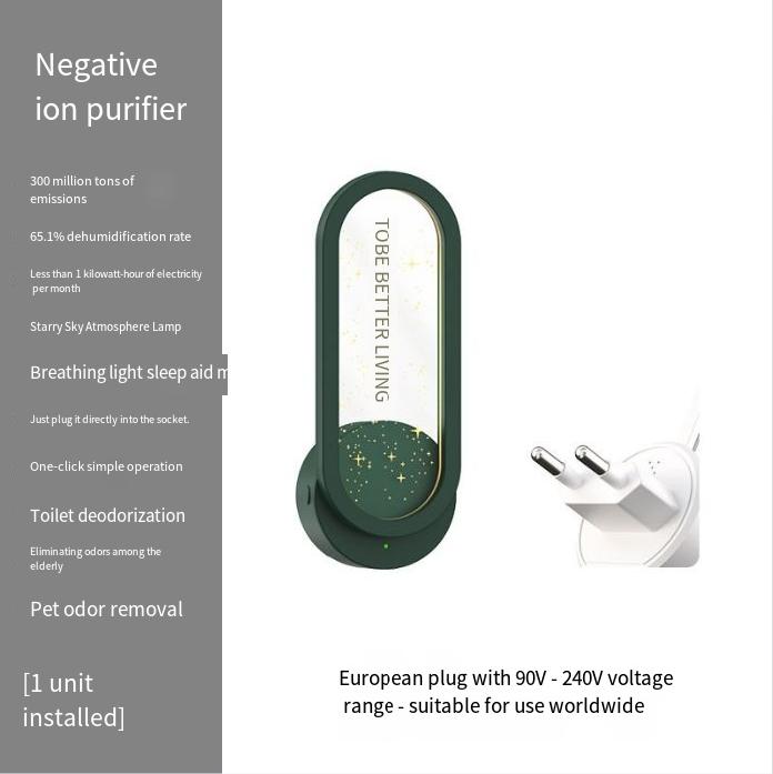 

1 шт. маленький очиститель воздуха с отрицательными ионами, туалет, ванная комната, удаление запаха, дезодорация, устройство для удаления формальдегида, звездный ночник чёрный