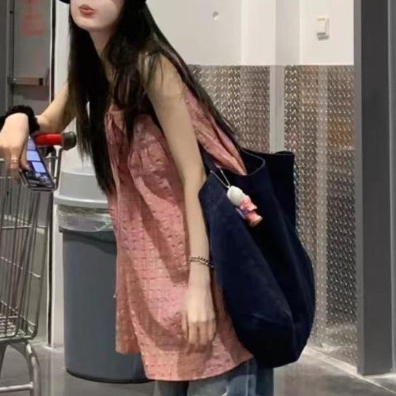 Summer new red fried street bag simple large capacity wind shoulder bag student versatile shopping bag women