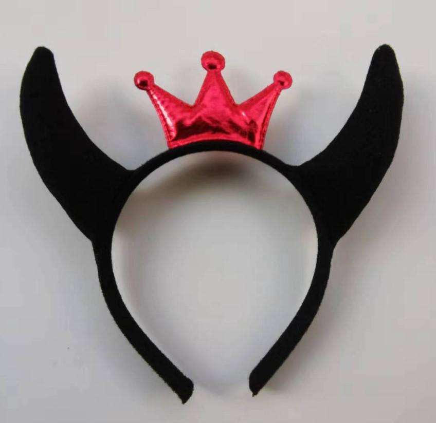 Tiara Chifres de Diabo com Lantejoulas Glitter Dourado para Decoração de Apresentação de Natal e Halloween.