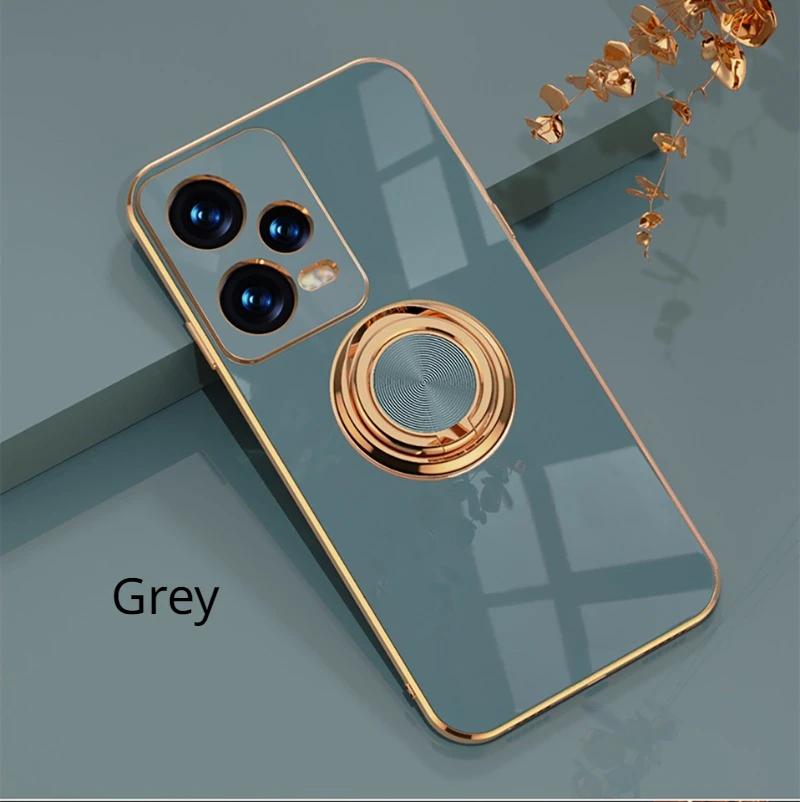 

Чехол-держатель для телефона с покрытием для Xiaomi Redmi Note 13 Pro 5G Note 13 Pro+ Plus, силиконовый чехол-подставка, роскошный чехол с полной защитой Redmi Note 13 4G серый