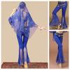 Belly Dance Lace Floral Side Fork Belly Dance Slimming Arab Tribal Coin Yoga Pilates Zunba Party Sequin Lace Fish Pants [Getrays] Women's Pants,