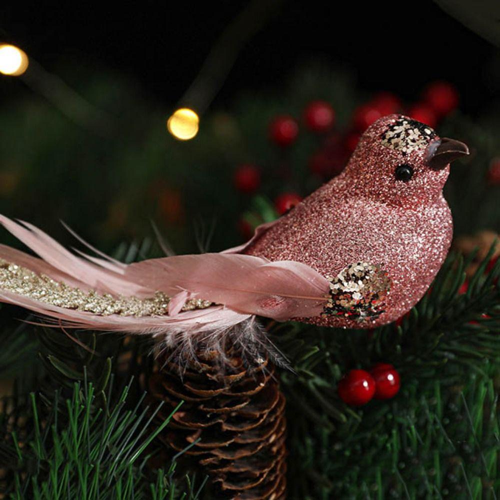 Ornement d'Oiseaux de Noël en Mousse Colorée Oiseaux Artificiels Décoration d'Arbre de Noël Pendentif d'Oiseau Simulé Fait Main Noël
